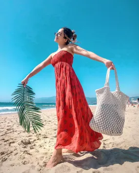 Floral Orange Tube Dress