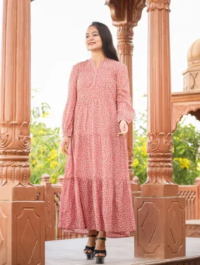 Floral Printed Pink Dress (pack of 1)