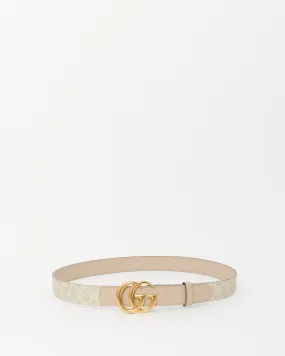 Gucci Cream & Beige GG Supreme Coated Canvas Thin Marmont Belt-100/40