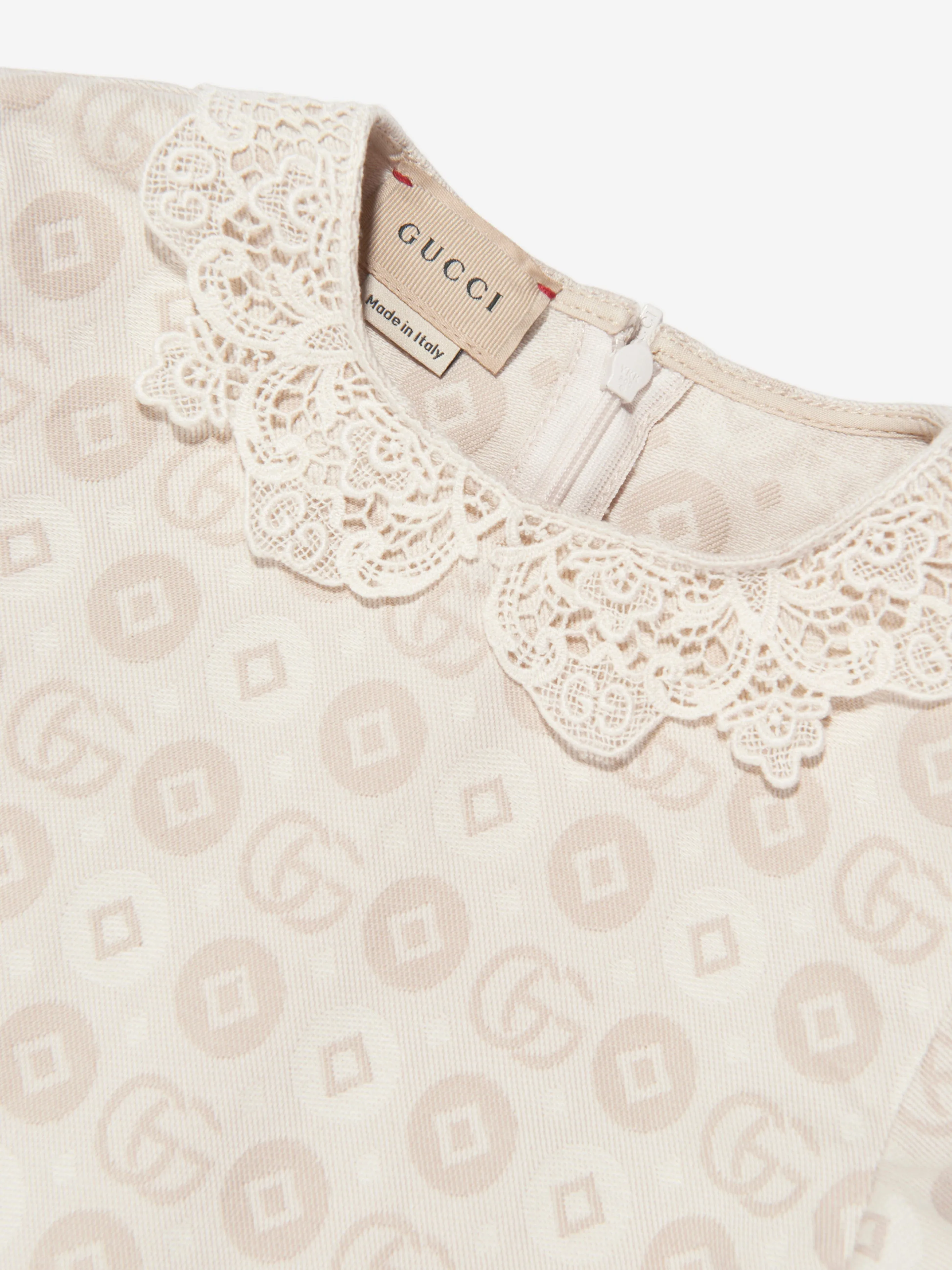 Gucci Girls GG Logo Dress in Ivory
