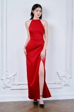 Helga Slit Sleeveless Silk Ankle Length Dress