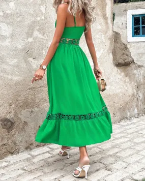 Hollow out Ruched Spaghetti Strap Casual Dress