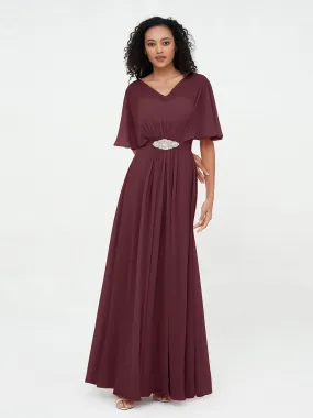 Illusion Sweetheart Neck Chiffon Max Dresses-Cabernet Plus Size