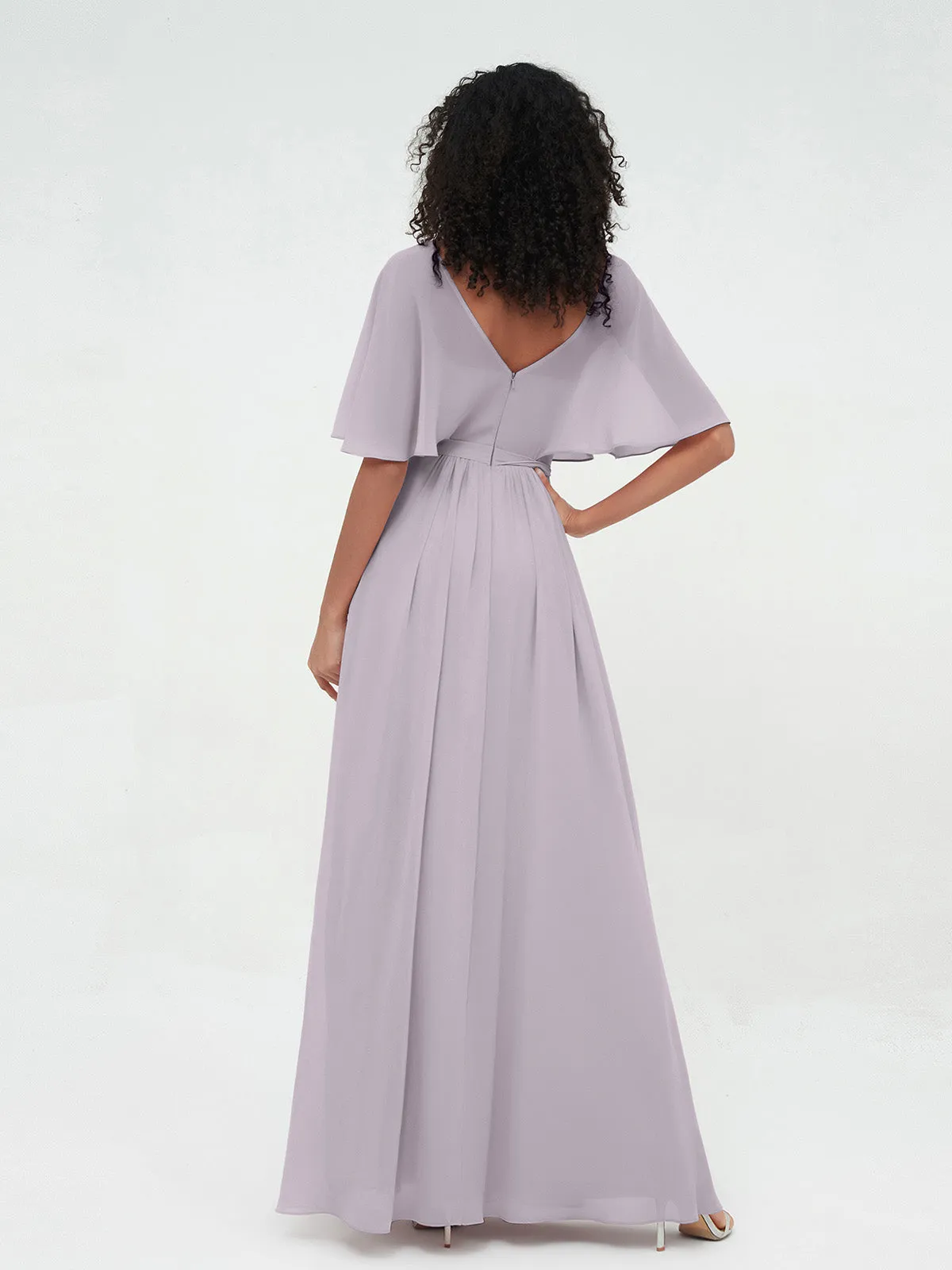 Illusion Sweetheart Neck Chiffon Max Dresses-Dusk Plus Size