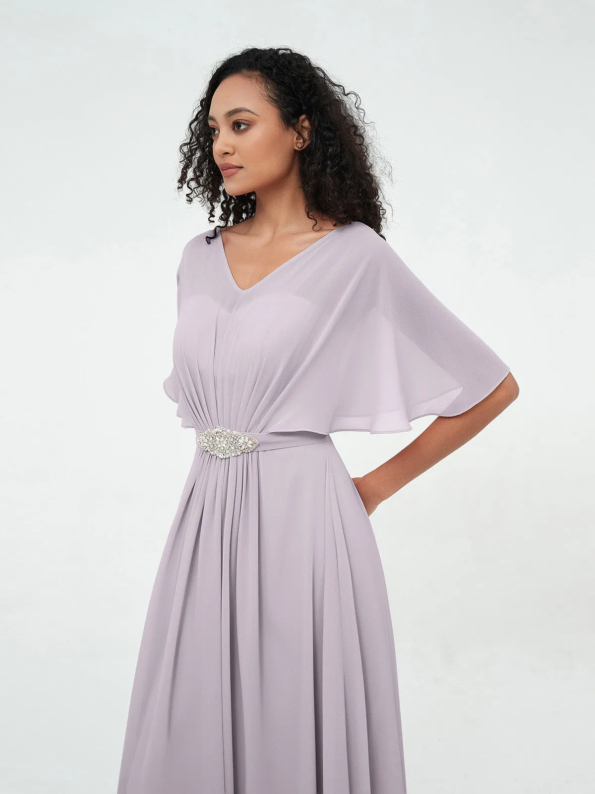 Illusion Sweetheart Neck Chiffon Max Dresses-Dusk Plus Size
