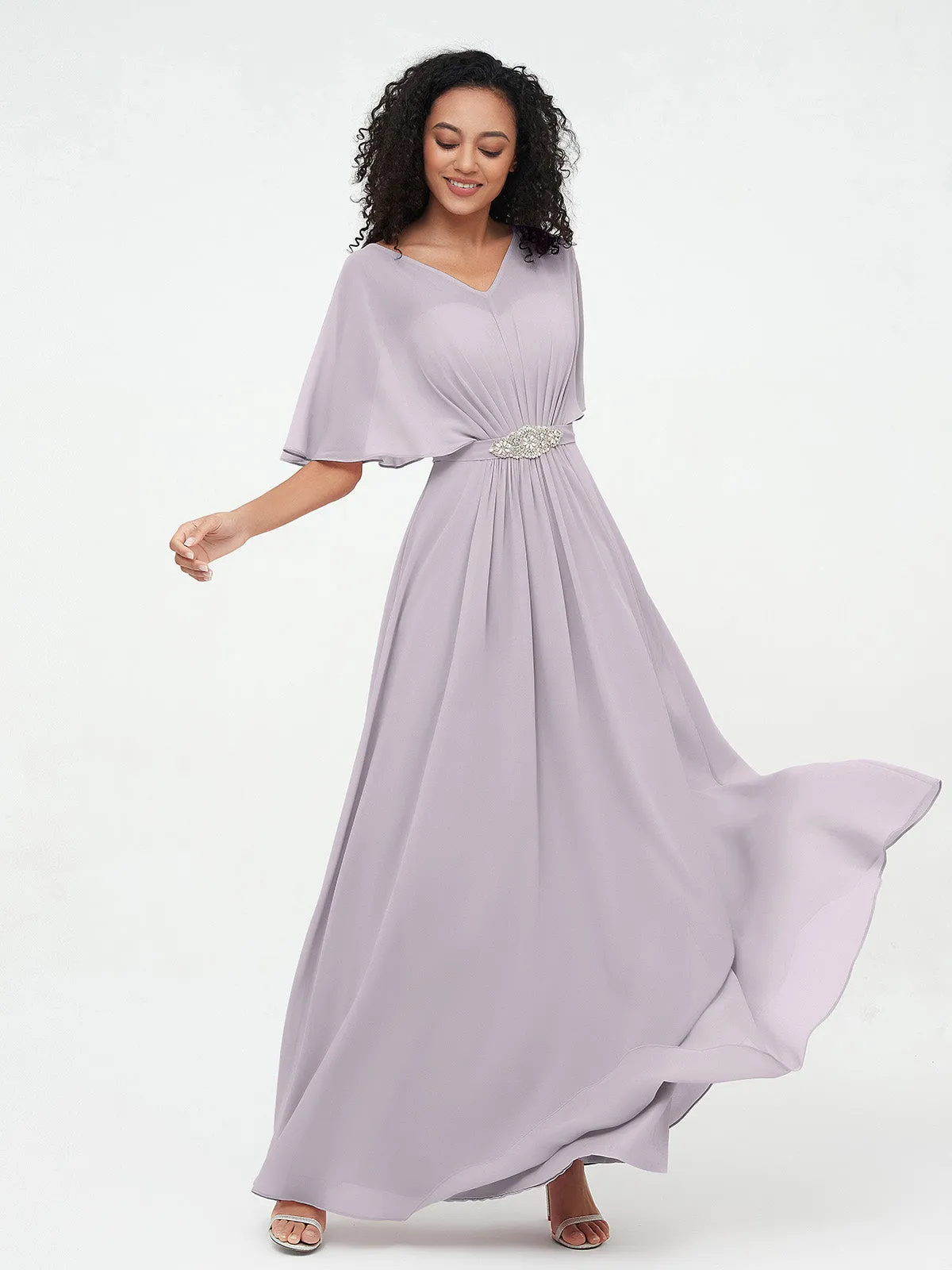 Illusion Sweetheart Neck Chiffon Max Dresses-Dusk Plus Size
