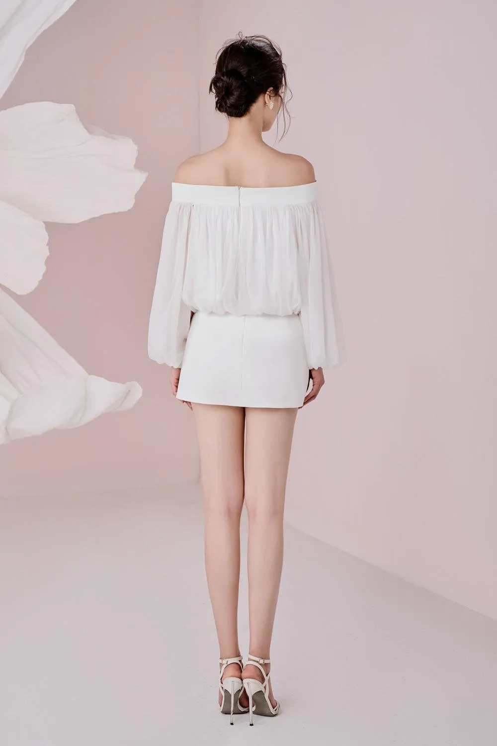 Kenna Blouson Bishop Sleeved Organza Mini Dress