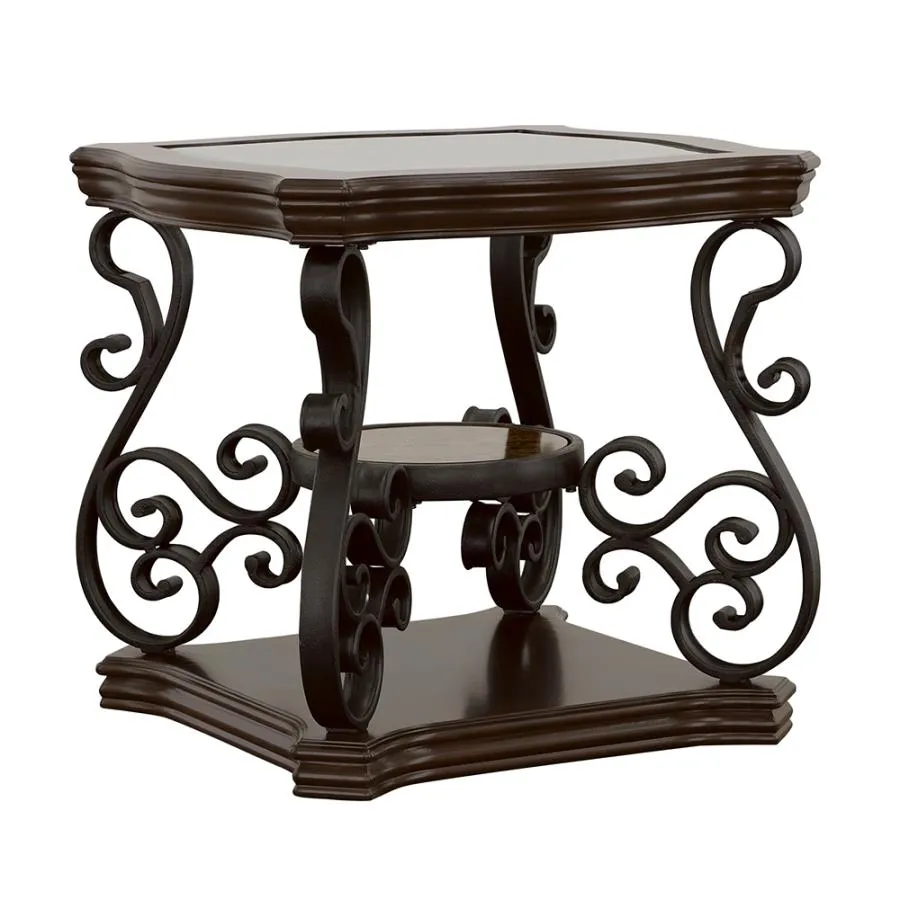 Laney 1-shelf Glass Top Rectangular End Table - Deep Merlot