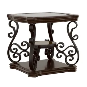 Laney 1-shelf Glass Top Rectangular End Table - Deep Merlot