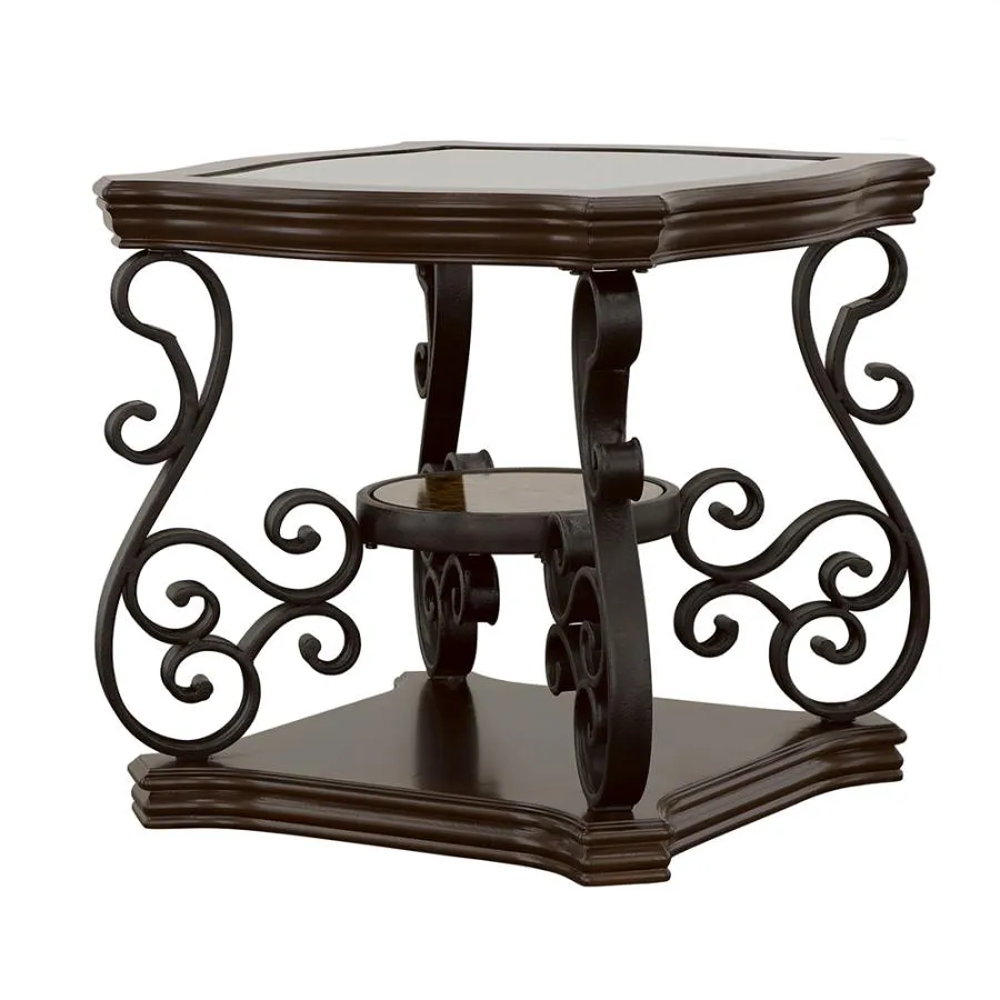 Laney 1-shelf Glass Top Rectangular End Table - Deep Merlot