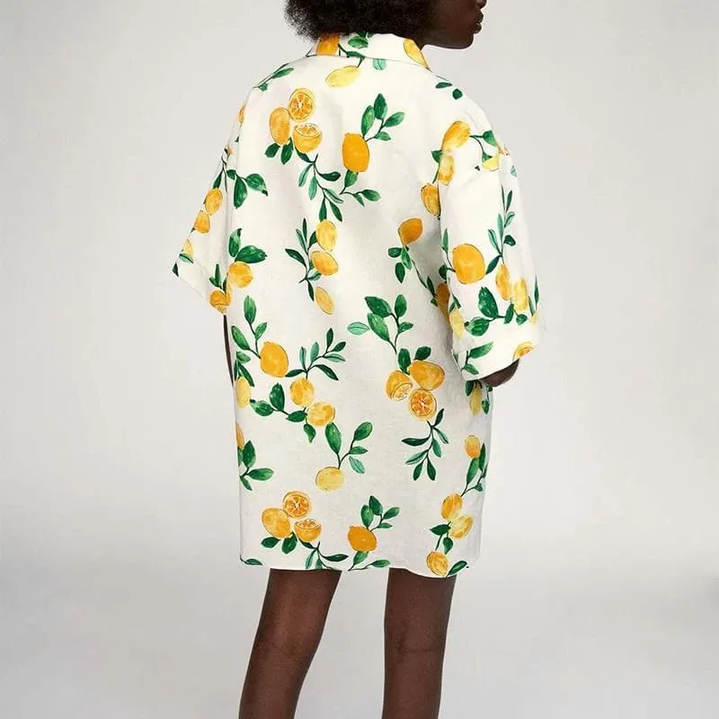 LEMON PRINT LOOSE CASUAL MINI DRESS