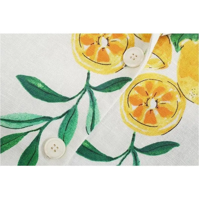 LEMON PRINT LOOSE CASUAL MINI DRESS