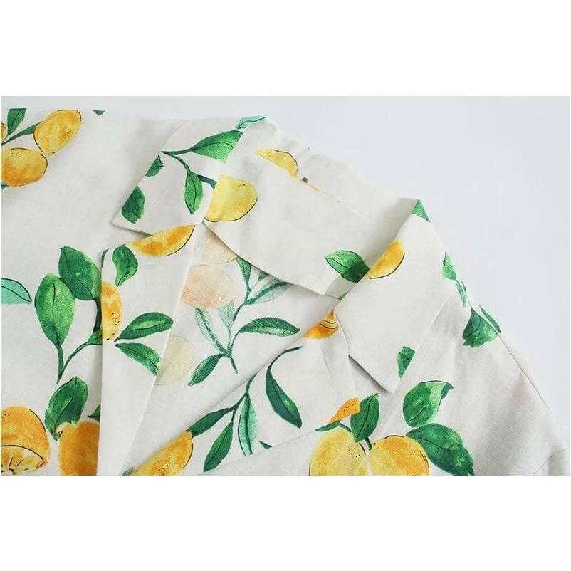LEMON PRINT LOOSE CASUAL MINI DRESS