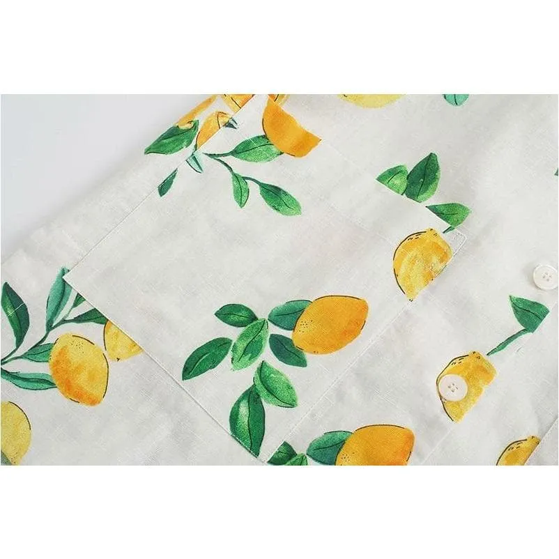 LEMON PRINT LOOSE CASUAL MINI DRESS