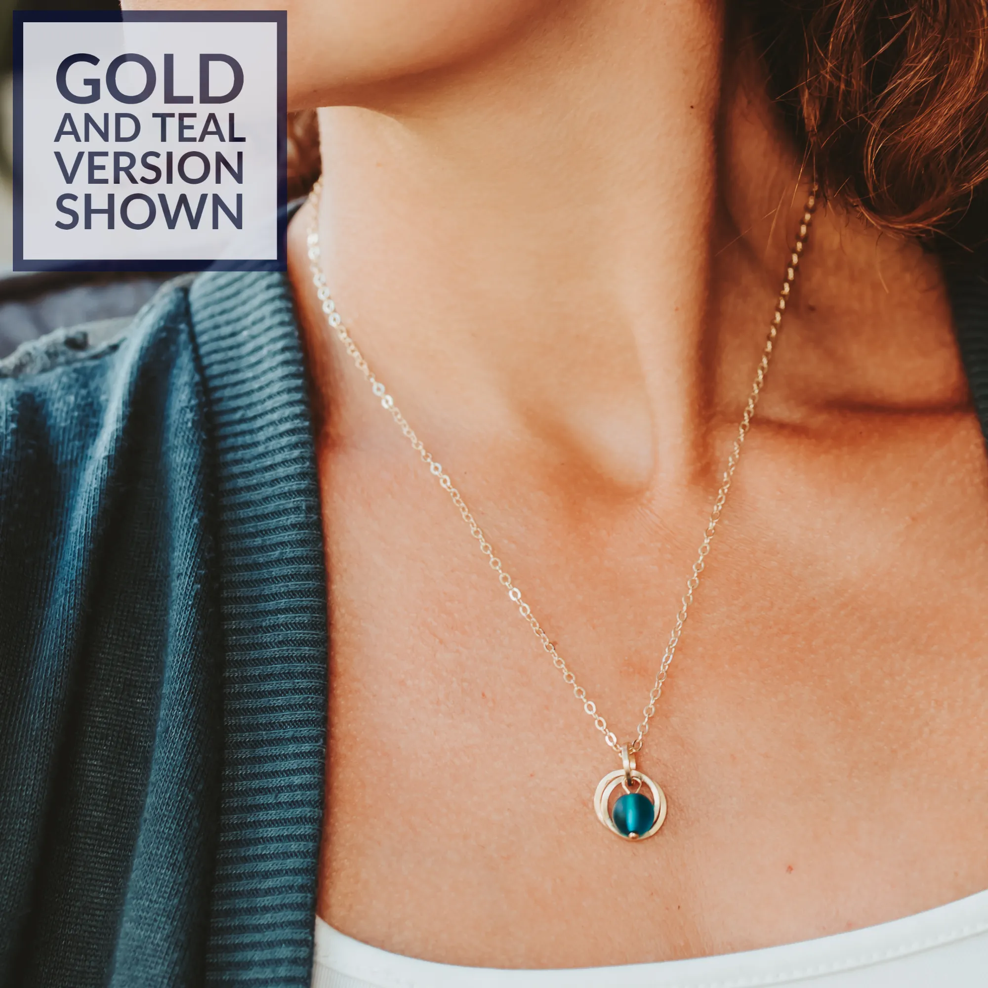 Light Pastel Sage Green Round Recycled Glass Ball Simple Pendant Necklace in 14K Yellow Gold Fill
