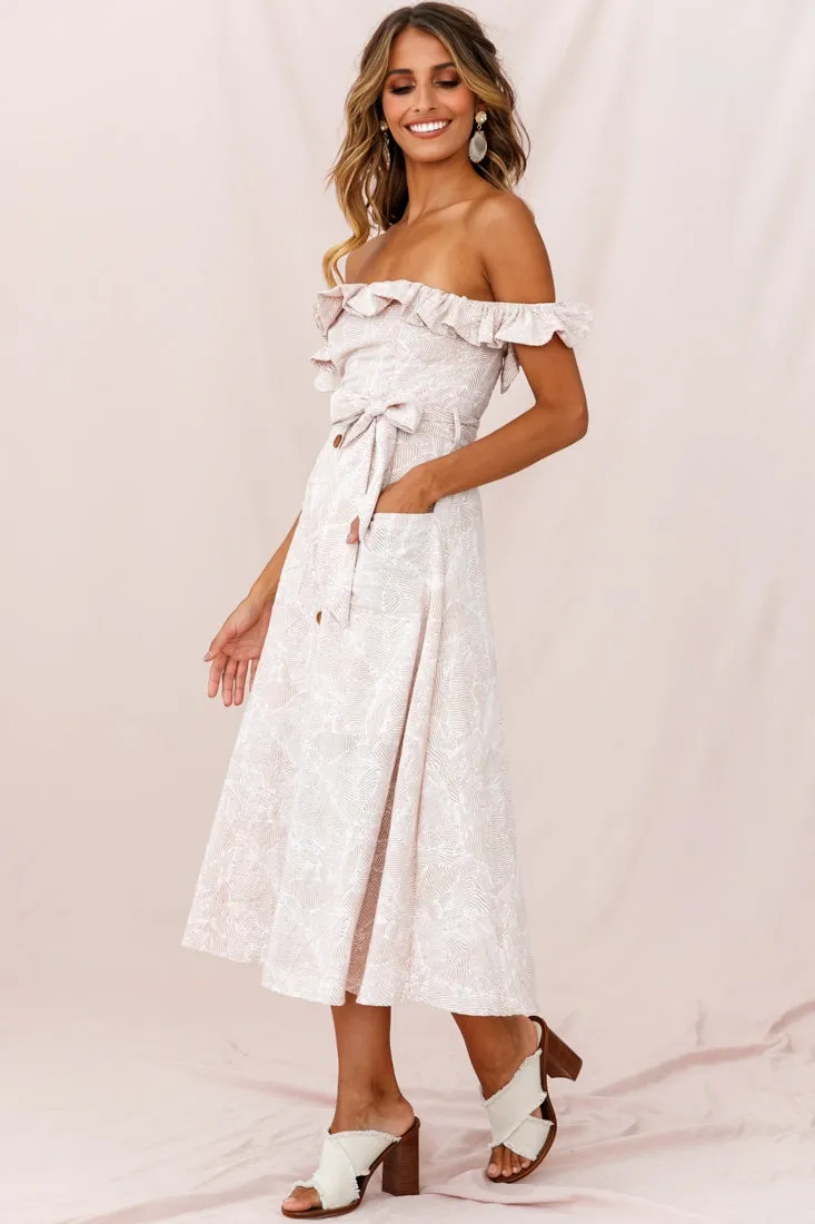 Matisse Off-Shoulder Placket Dress Blush Pattern