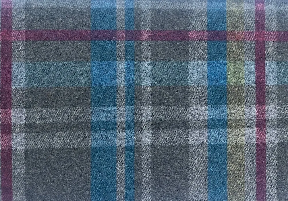 Mid-Weight Midnight Moody Plaid Viscose Blend Ponte Knit (Made in the Netherlands)
