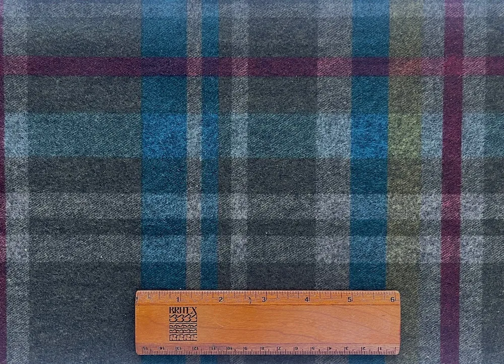 Mid-Weight Midnight Moody Plaid Viscose Blend Ponte Knit (Made in the Netherlands)