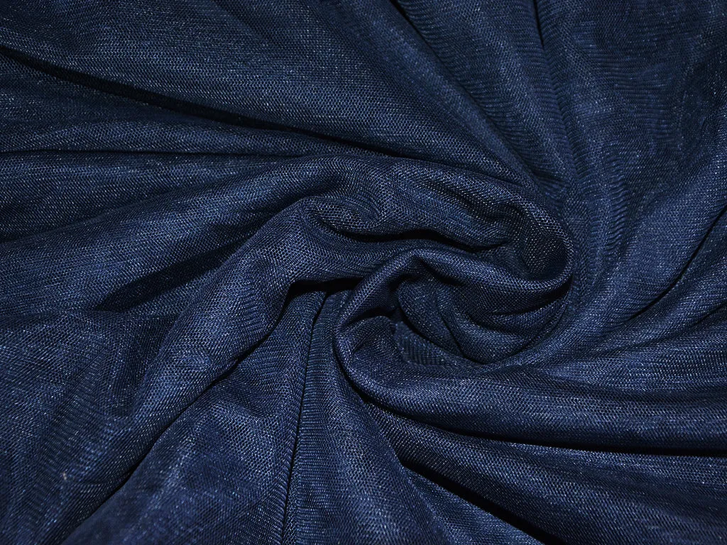 Navy Blue Plain Net Fabric