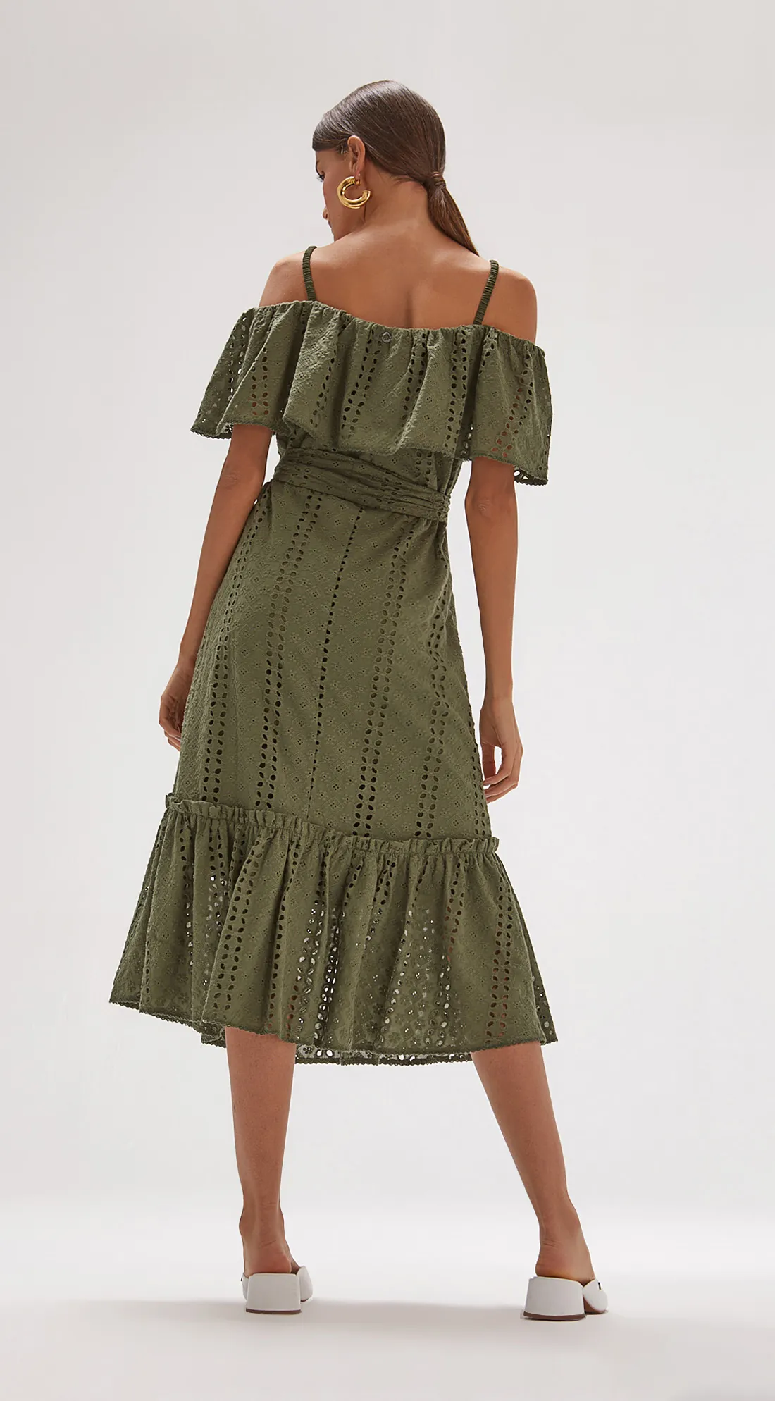 OFF-SHOULDER NECK FIT & FLARE DRESS