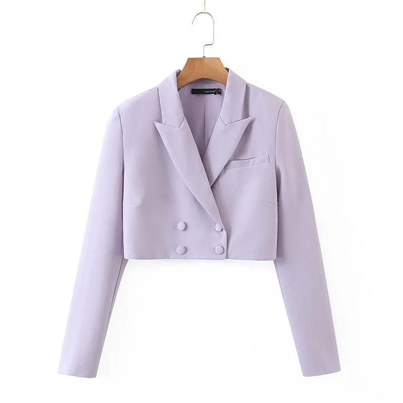 Office Women Set Double-Breasted Button Short Women Blazer High Waist irregular shorts pants long sleeve suit women