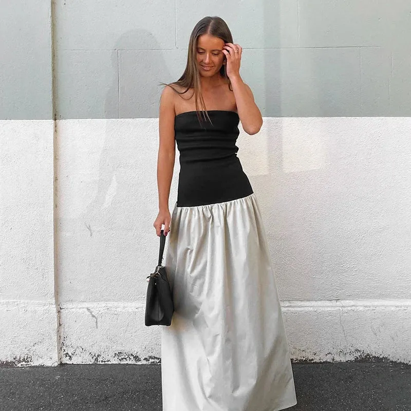 Patchwork Colorful Summer-ready Chic Casual Backless Sensational Maxi Dress