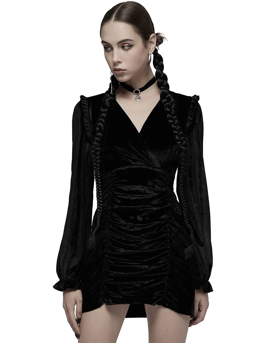 Punk Rave Daily Life Urban Occult Dark Lolita Velvet Mini Dress