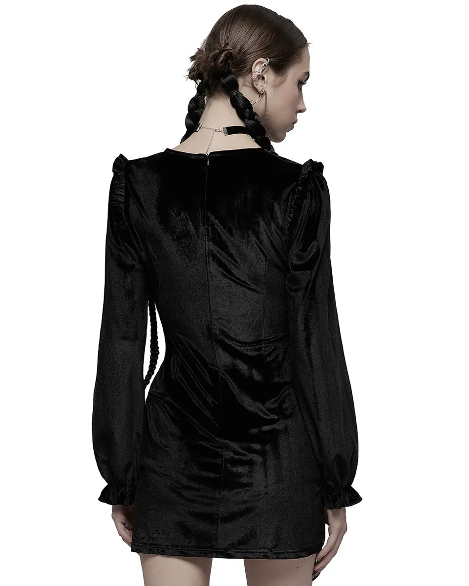 Punk Rave Daily Life Urban Occult Dark Lolita Velvet Mini Dress