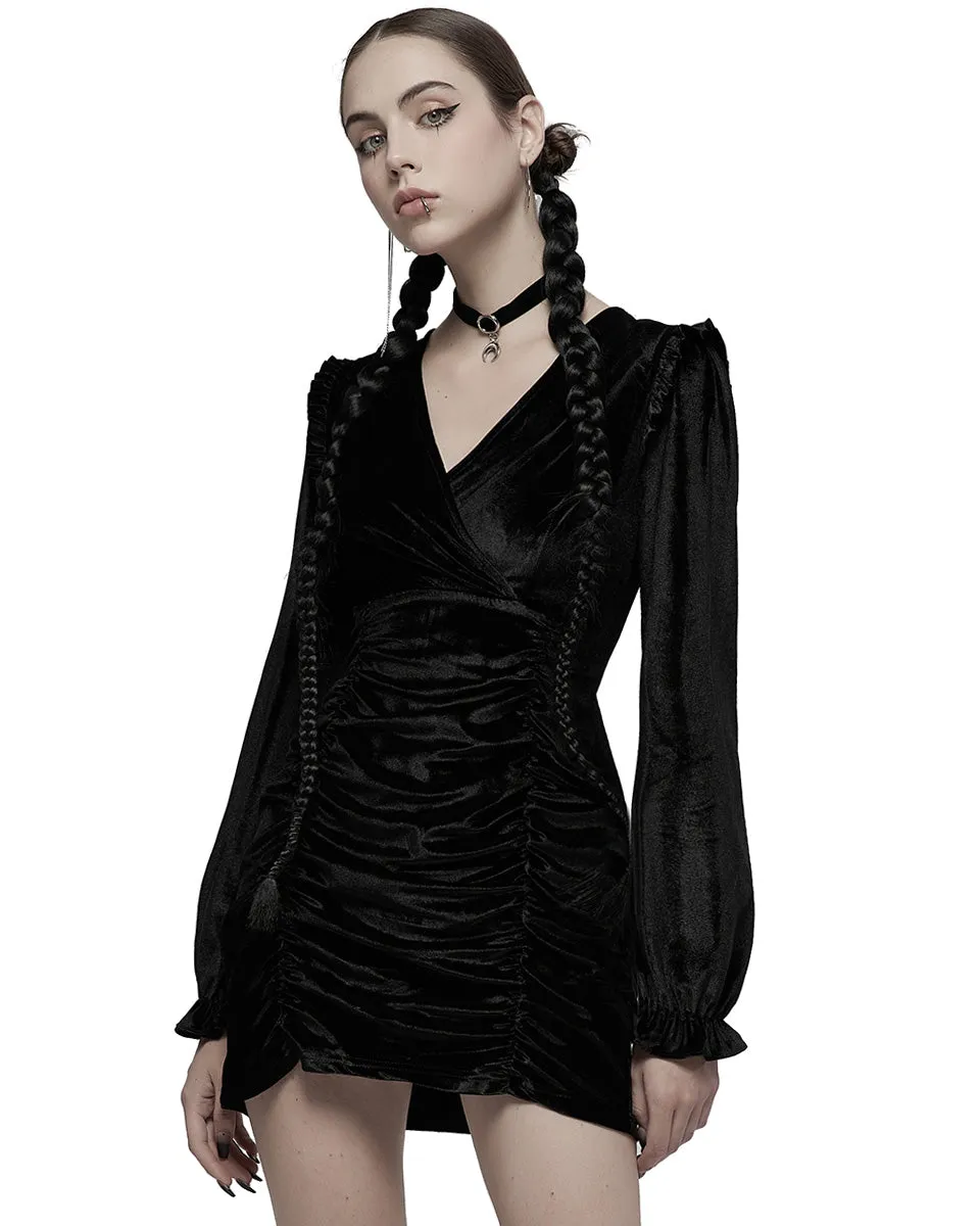 Punk Rave Daily Life Urban Occult Dark Lolita Velvet Mini Dress