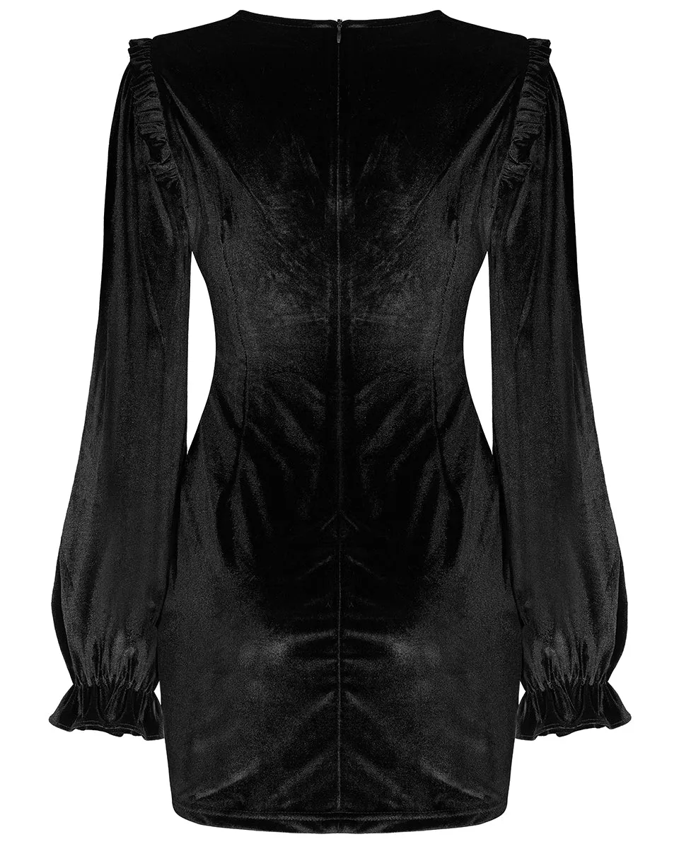 Punk Rave Daily Life Urban Occult Dark Lolita Velvet Mini Dress