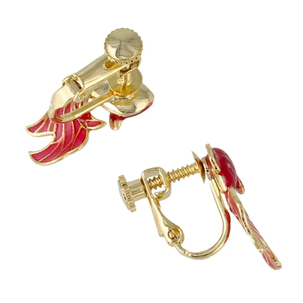Red Goldfish Clip On Earrings