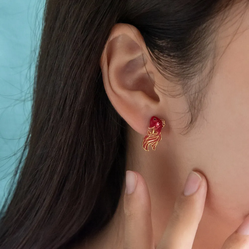 Red Goldfish Clip On Earrings