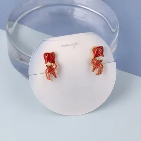 Red Goldfish Clip On Earrings