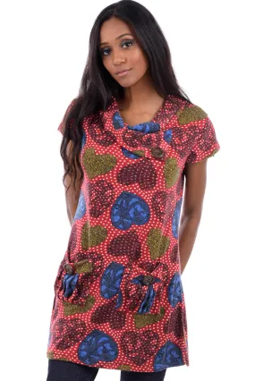 Red Heart Print Shift Dress