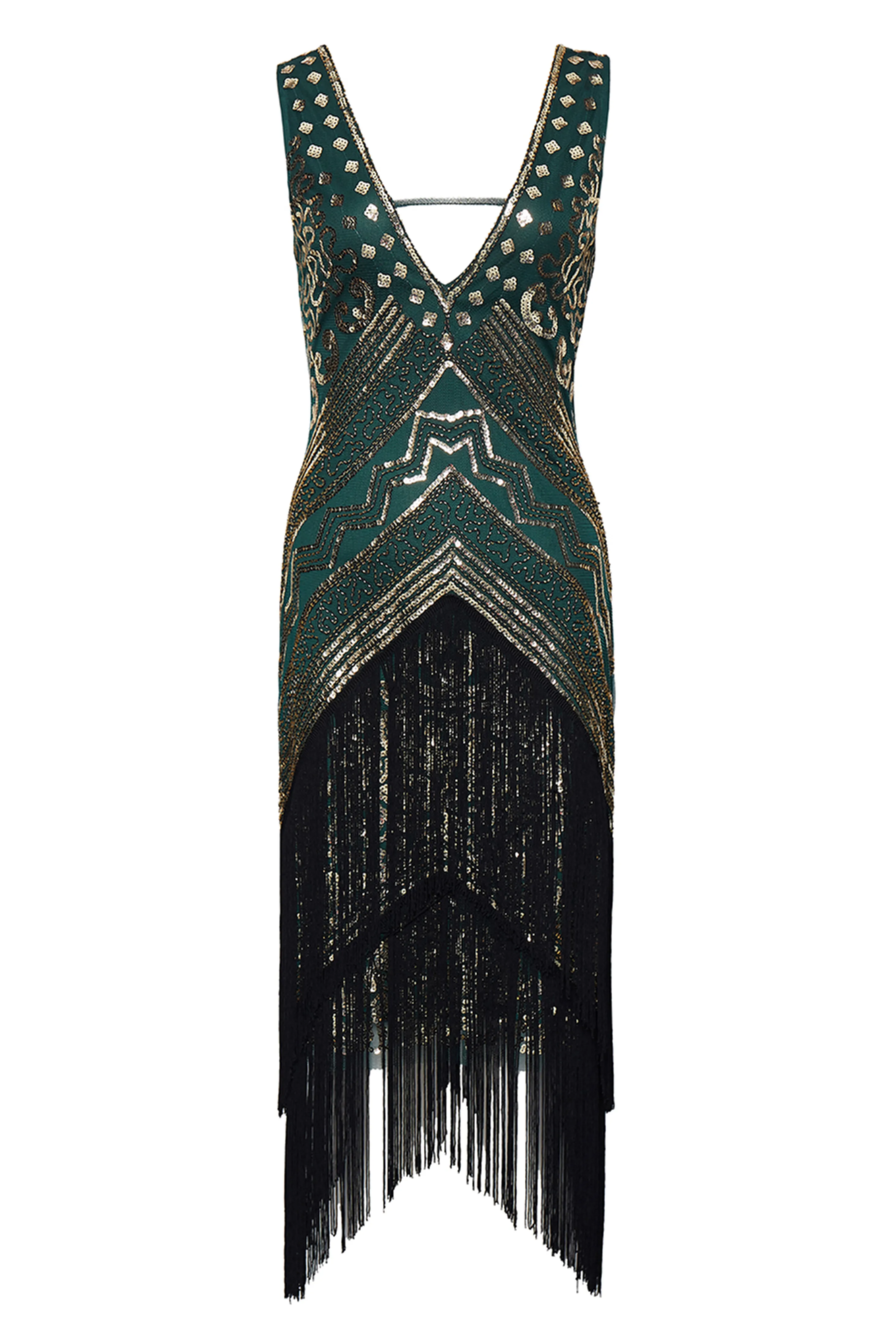Rolling 20s Deep V-Neck Prom Dress