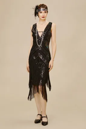 Rolling 20s Deep V-Neck Prom Dress