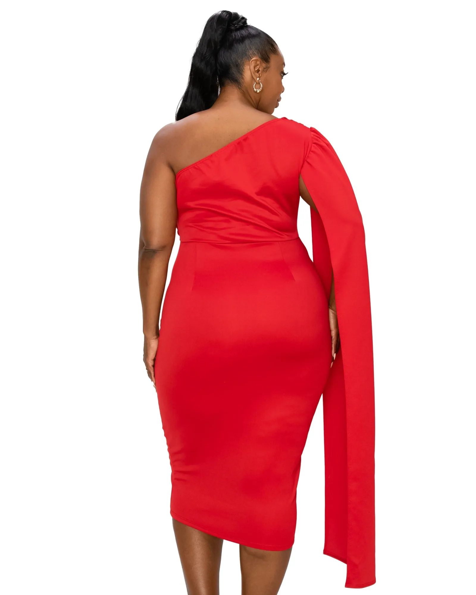 Spade One Shoulder Cape Dress | Red