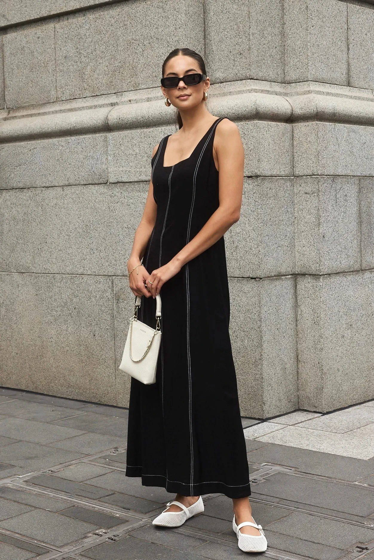 STORIES BE TOLD INDEX SLEEVELESS SQUARE NECK CONTRAST MAXI DRESS