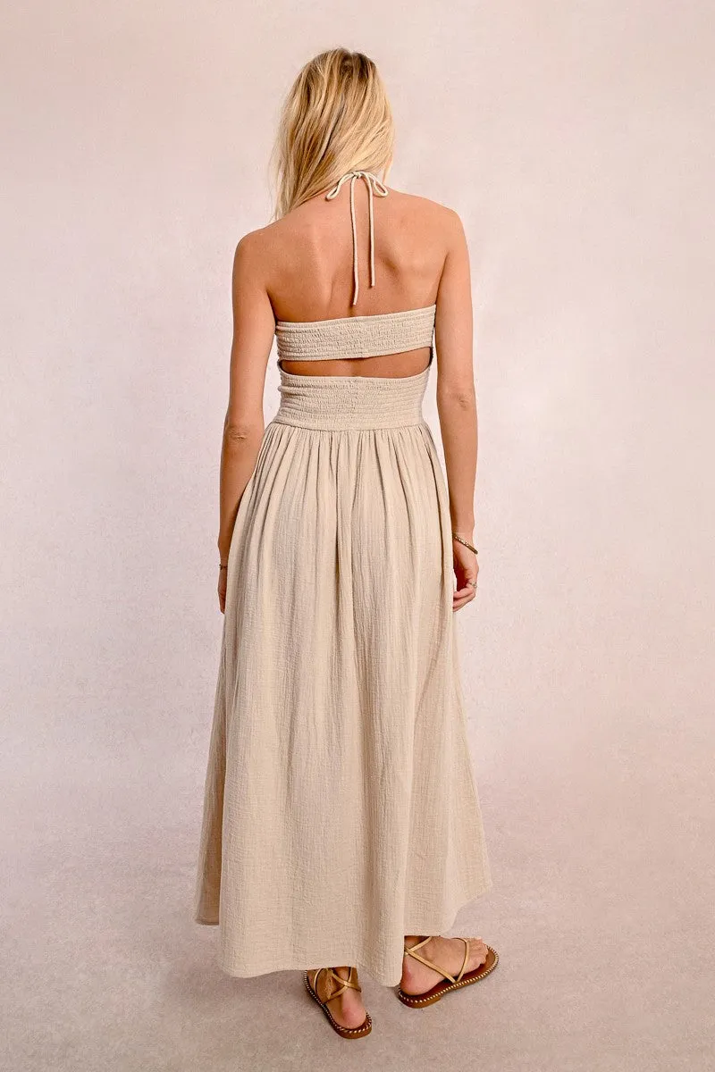 Strapless Smock Dress in Beige