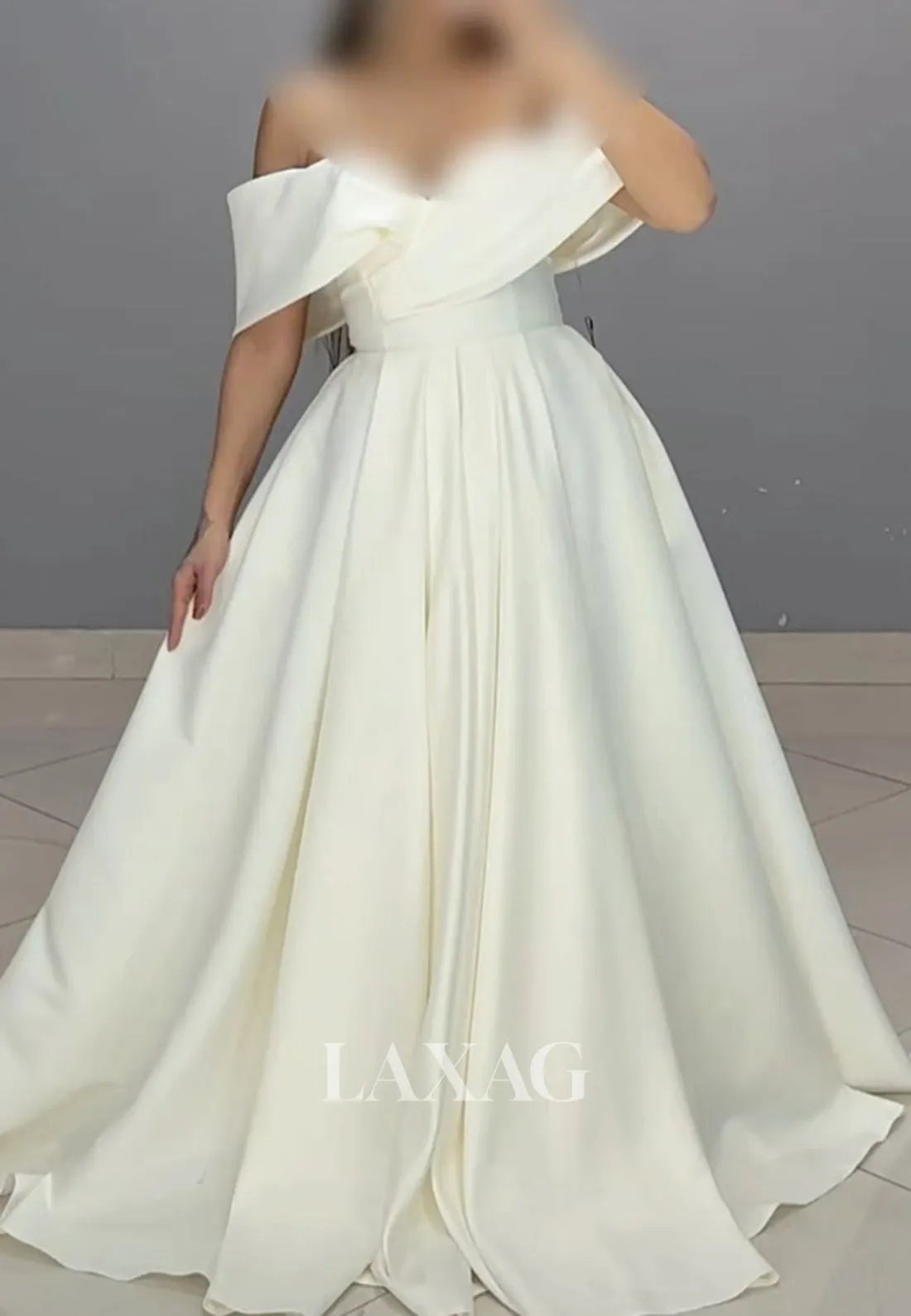 Sweetheart Spaghetti Straps Off-Shoulder Sleeveless Pleated Satin A-Line Prom Dress with Sweep Train
