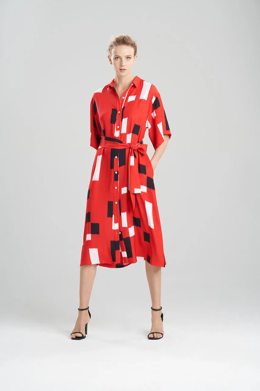Takara Fluid Crepe Belted Shirtdress