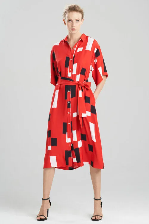 Takara Fluid Crepe Belted Shirtdress