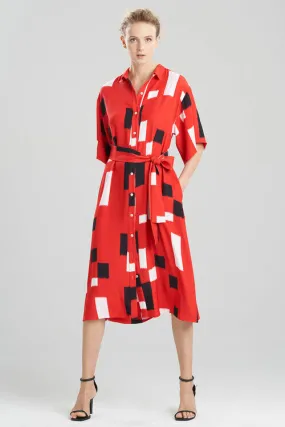Takara Fluid Crepe Belted Shirtdress
