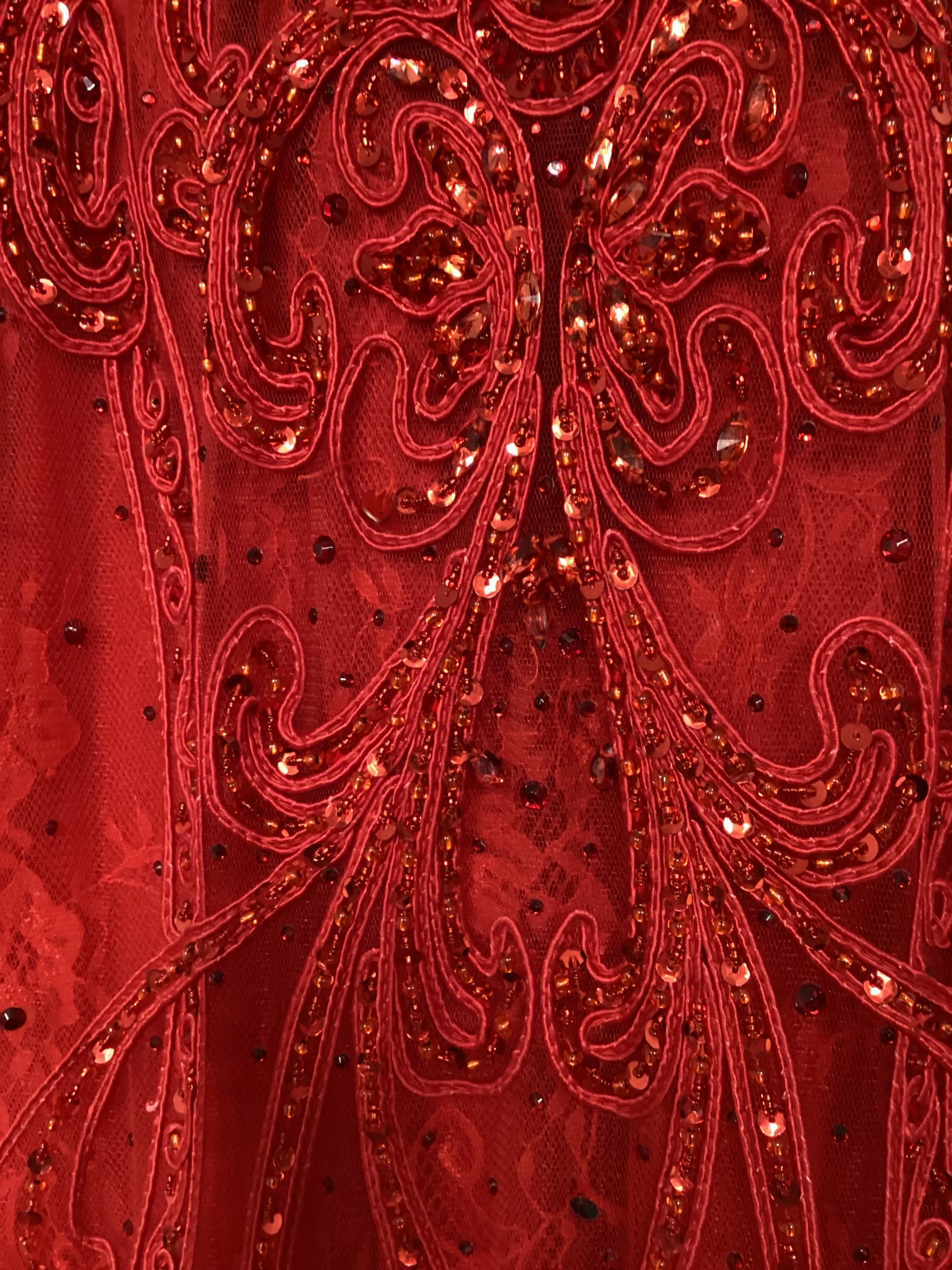 Tiffanys Red Dominique Sequin Tulle Dress Size 2