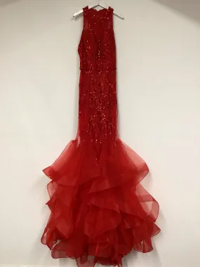 Tiffanys Red Dominique Sequin Tulle Dress Size 2