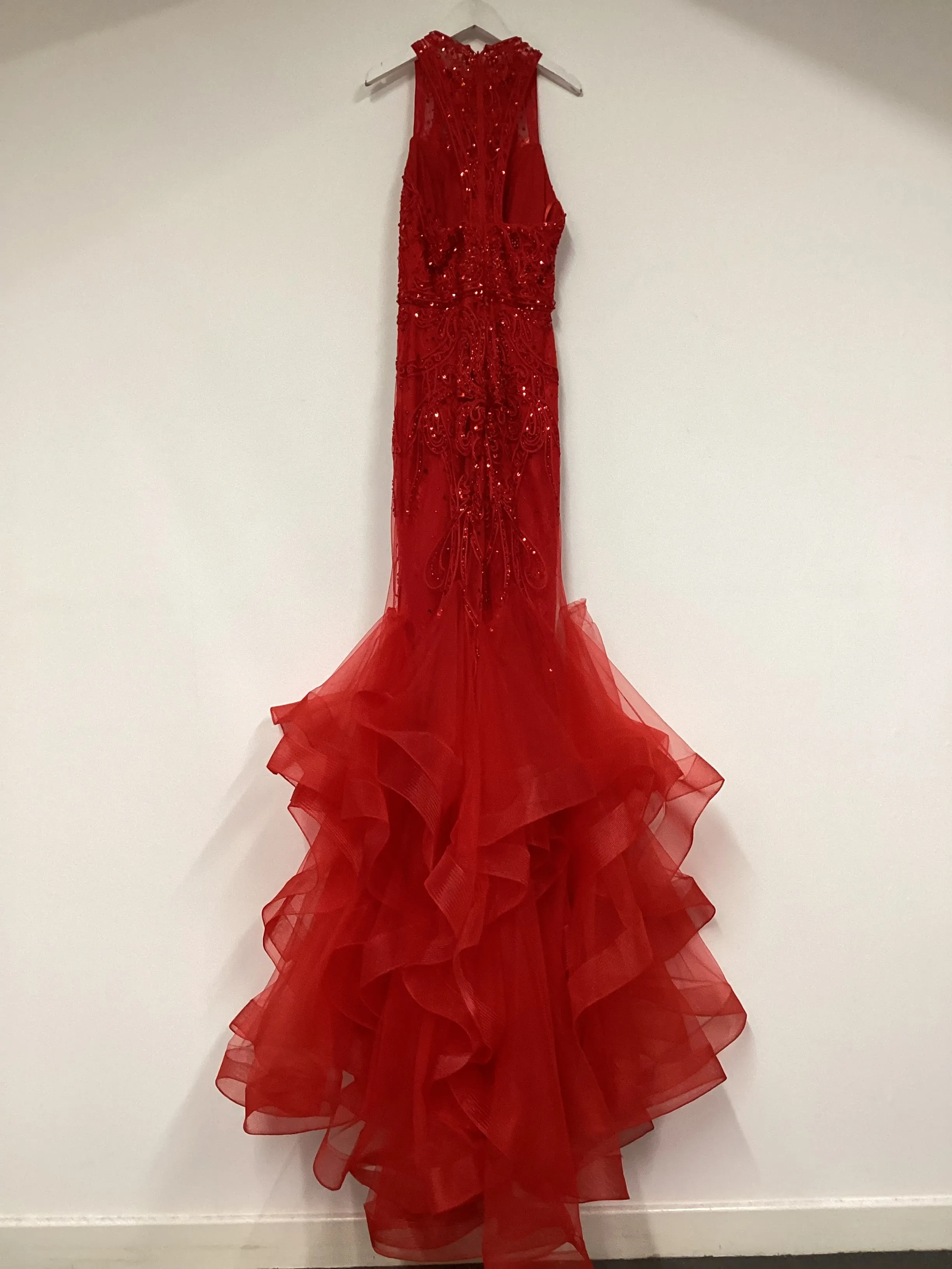 Tiffanys Red Dominique Sequin Tulle Dress Size 2