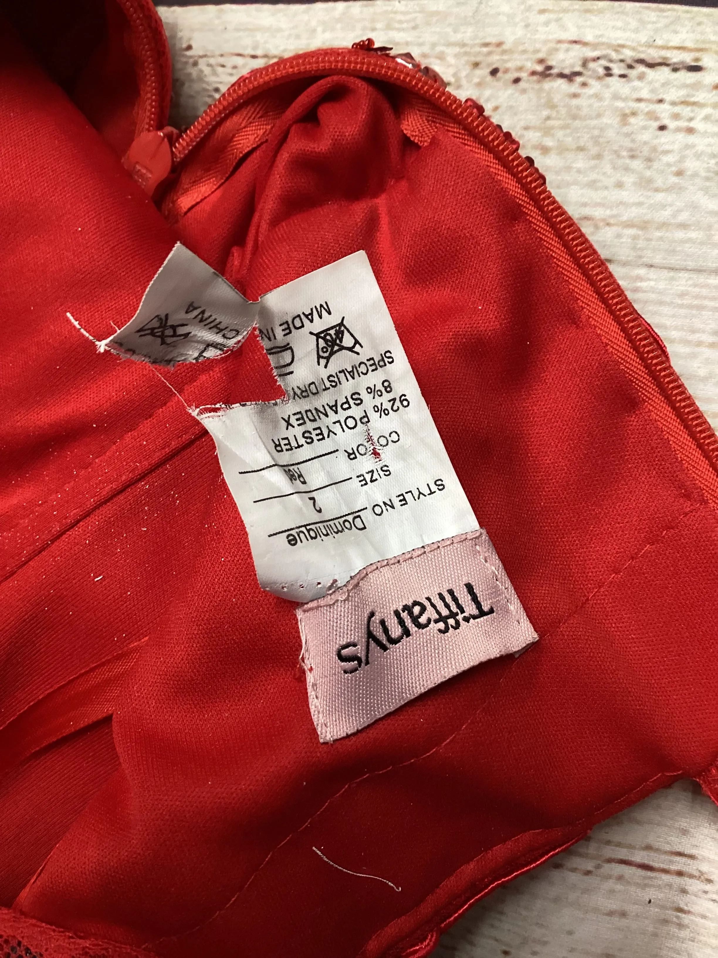 Tiffanys Red Dominique Sequin Tulle Dress Size 2