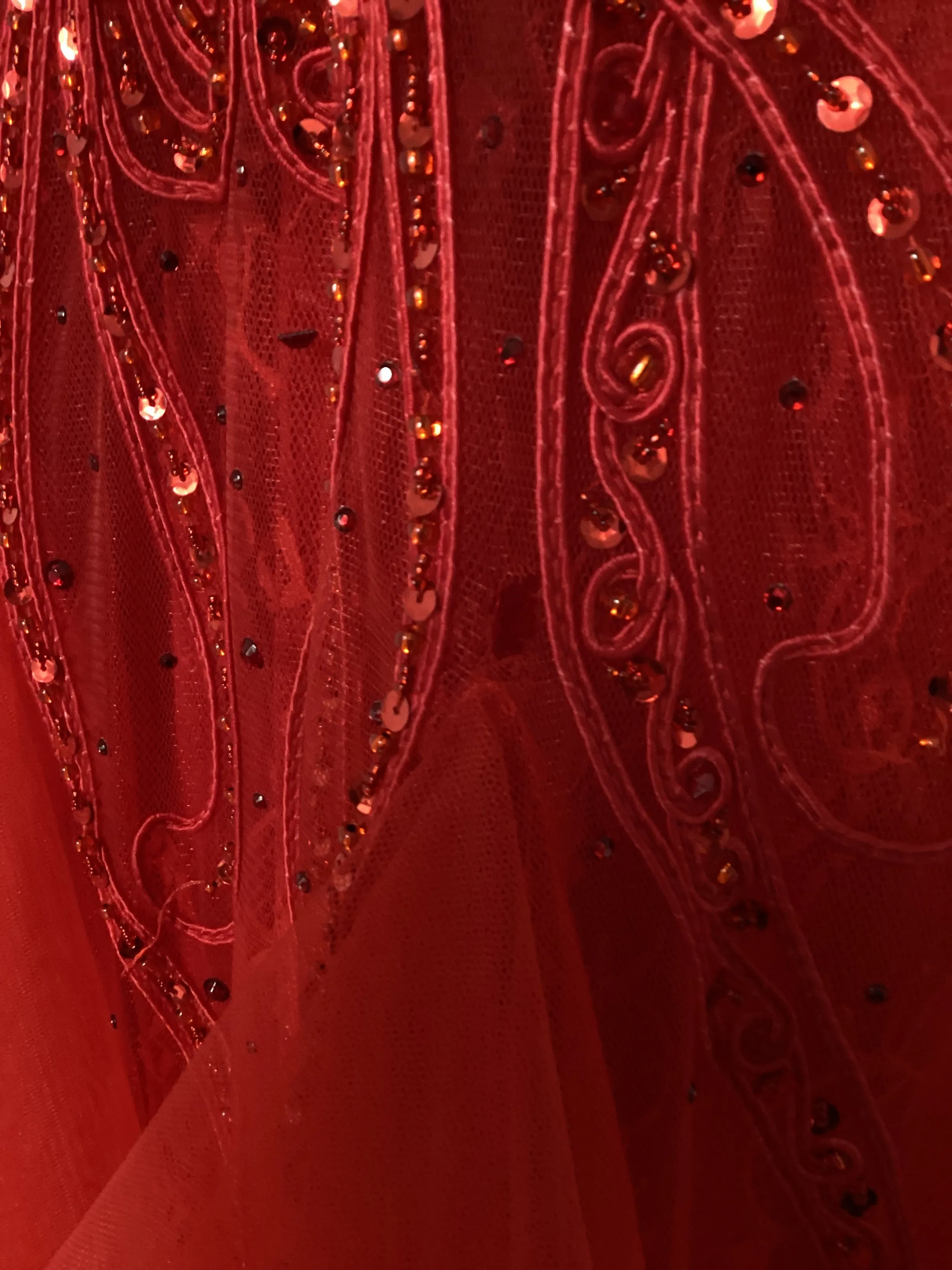 Tiffanys Red Dominique Sequin Tulle Dress Size 2