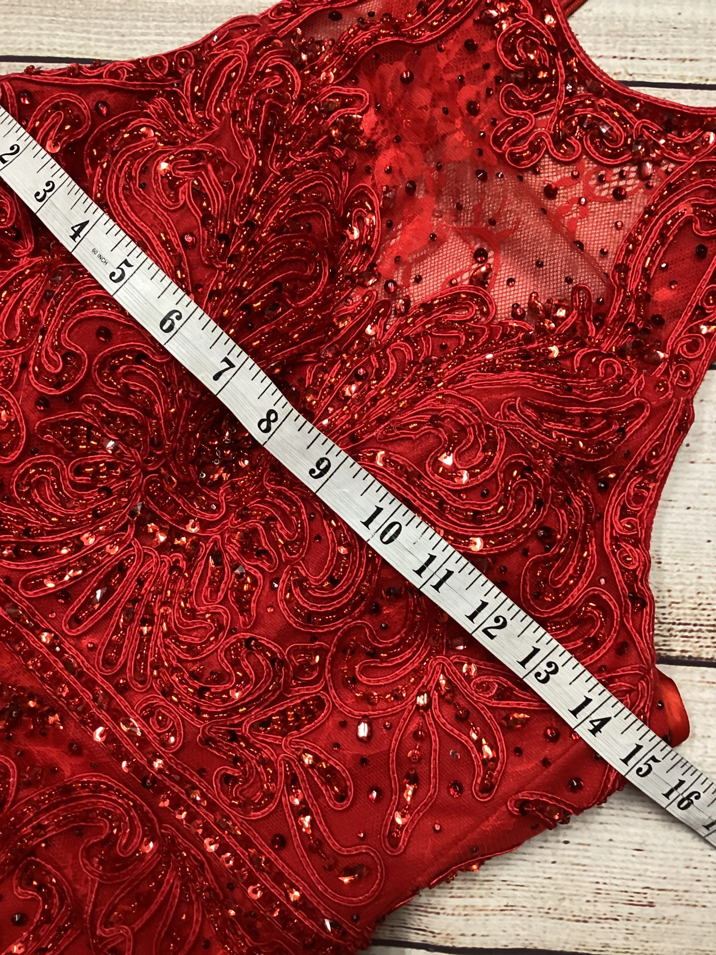 Tiffanys Red Dominique Sequin Tulle Dress Size 2