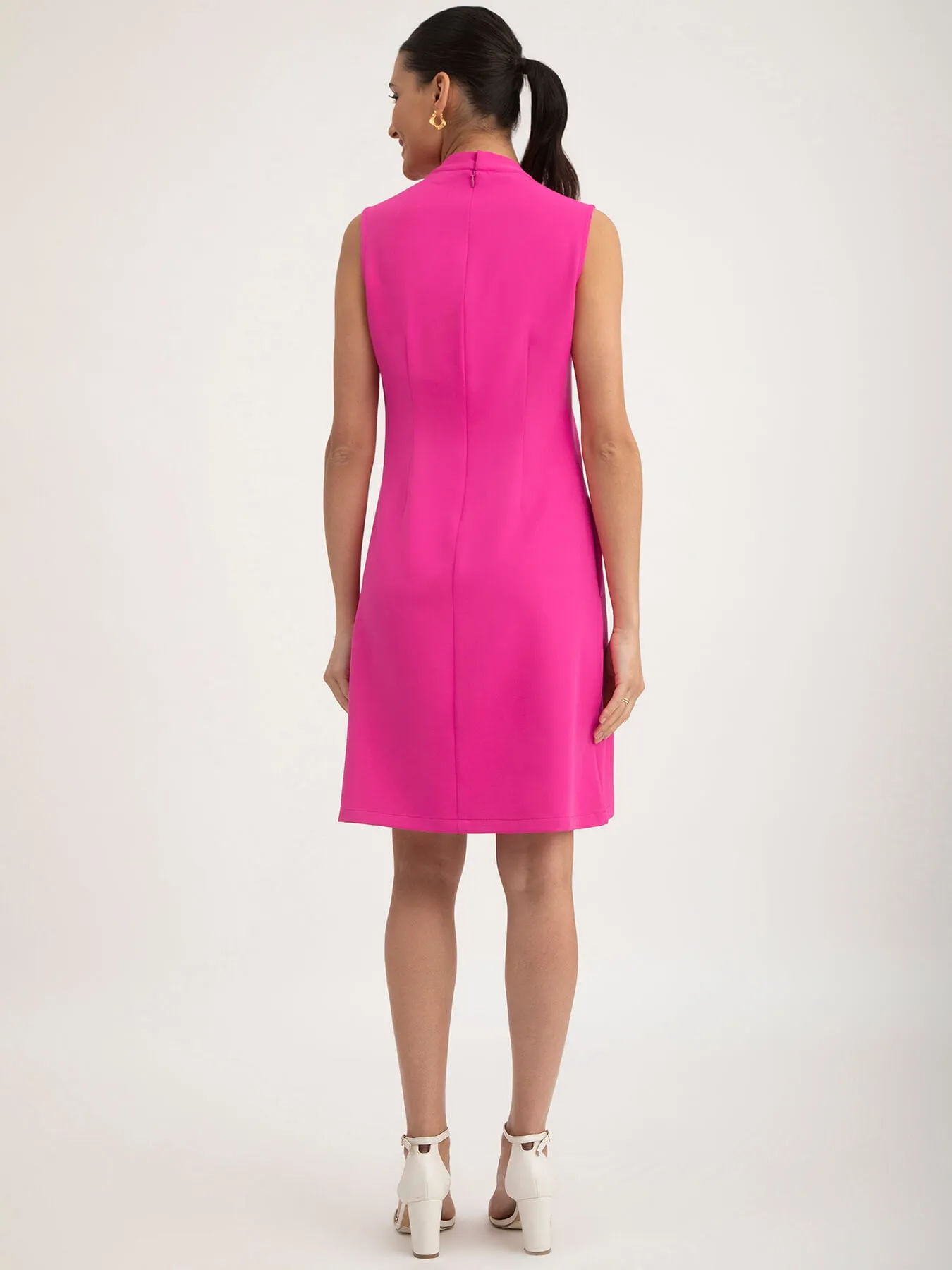 V-Neck A-Line Dress - Fuchsia